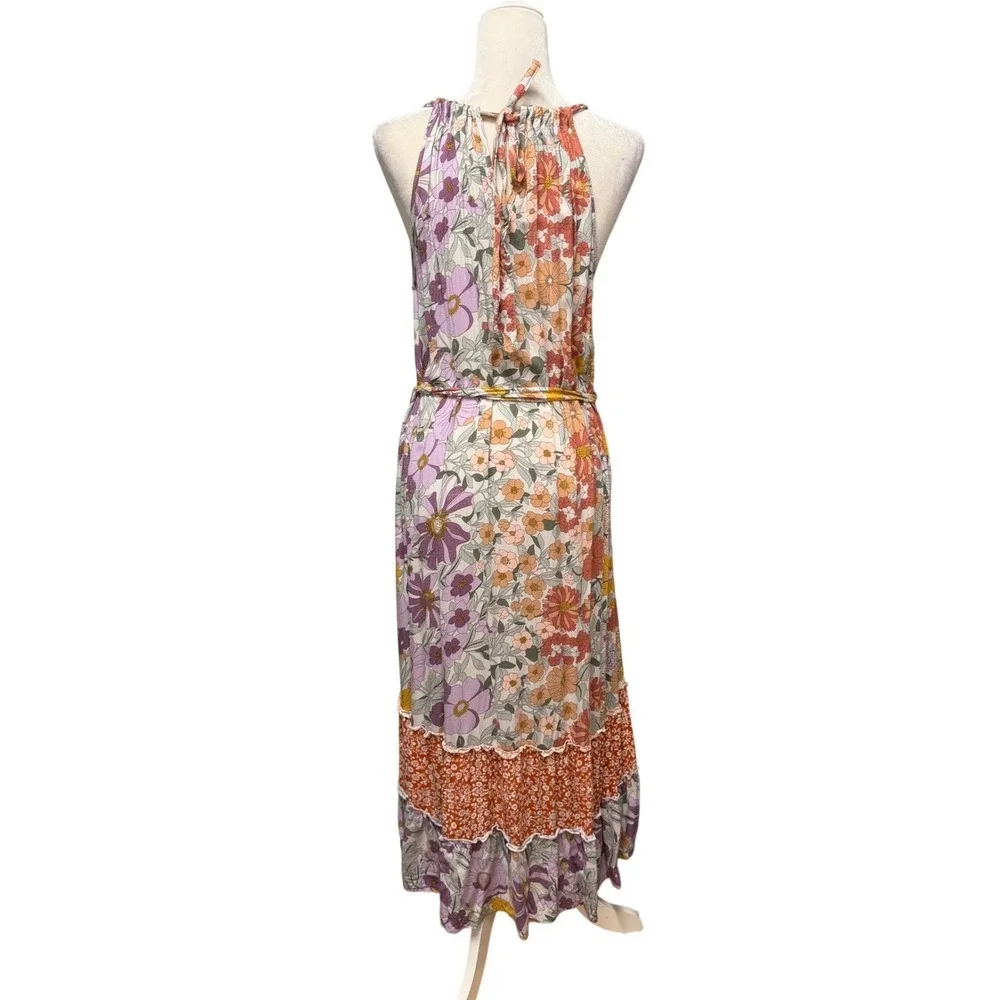 GiGio Maxi Dress Womens M Multicolor Floral‎ Boho Tiered Lace Feminine Cottage